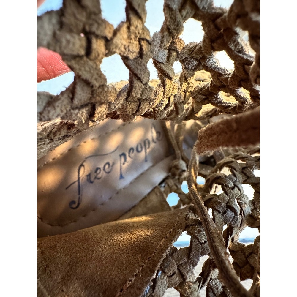 Free People Luca Lace Up Gladiator Sandals Size 7 Brown Woven Suede Zip Back - Picture 10 of 12